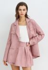 Blazer mit Knopfleiste und dekorativer Tasche, steigendem Revers in Rosa