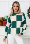 Merry Check Strickpullover mit überschnittenen Schultern