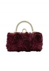 Opulent Rose Clutch mit Strass-Griff in Burgunderrot