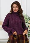 Rollkragen-Strickpullover mit Rollkragenpullover in Berry