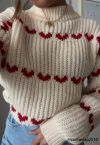 Grobstrick-Pullover mit Herz-Reihen