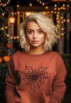 Schwarzes Sweatshirt mit Herz-Spinnennetz-Muster