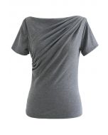 T-Shirt mit geraffter Vorderseite in Grau
