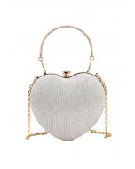 Glänzende Herzform Clutch Handtasche in Silber