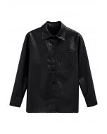 Lässig schicke Hemdjacke aus Kunstleder in Schwarz