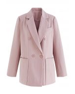 Einfarbiger, strukturierter, zweireihiger Blazer in Pink