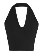 Atmungsaktives BH-Top in U-Form mit Neckholder in Schwarz