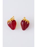 3D-Ohrringe aus rotem Erdbeerharz