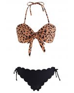 Wildes Tiger-Print-Bikini-Set mit Schleife