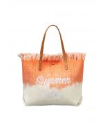 Summer Vibes zweifarbige Canvas-Einkaufstasche in Orange