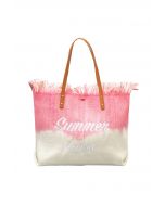 Summer Vibes zweifarbige Canvas-Einkaufstasche in Rosa