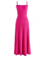 Solides, plissiertes Cami-Kleid aus Strick in Pink