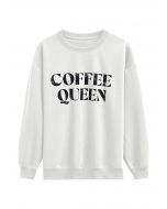 Bedrucktes Sweatshirt „Coffee Queen“ in Weiß