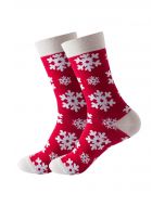 Christmas Vibe Jacquard Crew Socken in Schneeflockenrot