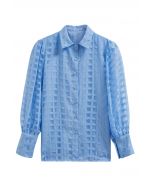 Kariertes Button-Down-Hemd in Blau