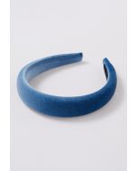 Glattes Samt-Schwamm-Stirnband in Blau