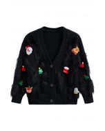 Flauschiger Cardigan von Christmas Elements in Schwarz