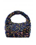 Glamouröse Mini-Handtasche mit Pailletten in Marineblau