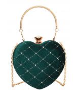 Hochwertige rautenförmige Herz-Clutch aus Samt in Smaragd