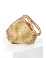 Mini-Handtasche mit Strasssteinen in Gold