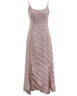 Geschlitztes Cami-Kleid mit Fransen und Streifen in Rosa