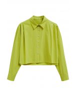Schickes Button-Down-Crop-Shirt in Limette