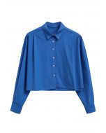 Schickes Button-Down-Crop-Shirt in Blau
