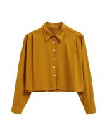 Schickes Button-Down-Crop-Shirt in Senf