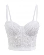 Bustier-Crop-Top mit Perlenverzierung