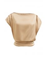 One-Shoulder-Satin-Top mit geraffter Rückseite in Gold