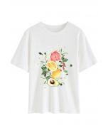 T-Shirt mit Rundhalsausschnitt und farbenfrohem Frucht-Print