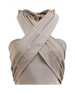 Criss-Cross Neckholder-Crop-Top mit Falten in Khaki