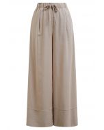 Bequeme Palazzo-Hose aus Leinenmischung in Khaki