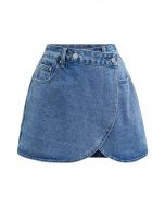 Moderner Denim-Skort mit Klapptaschen in Blau