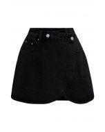 Moderne Denim-Skorts mit Pattentaschen in Schwarz