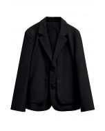 Fake – Zweiteiliger Button-Down-Blazer in Schwarz