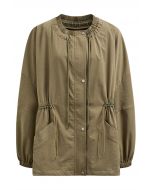 Entspannter Parka mit Seitentaschen und Kordelzug in Khaki