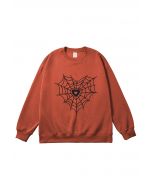 Schwarzes Sweatshirt mit Herz-Spinnennetz-Muster