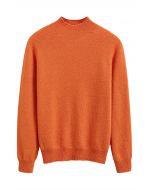 Wollpullover mit Rollkragen und integriertem Metallic-Faden in Orange