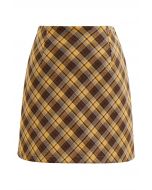 Falling for Plaid Mini Bud Skirt in Senfgelb