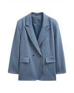 Everlasting – Gestreifter Oversize-Blazer mit gepolsterten Schultern in Blau