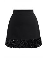 Shine Glamour – Minirock mit Paillettensaum in Schwarz