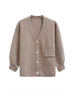 Lässiger Button-Down-Cardigan mit aufgesetzten Taschen in Haferflocken