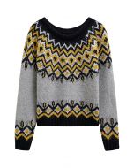 Nordic Charm – Fair-Isle-Strickpullover in Grau