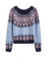 Nordic Charm – Fair-Isle-Strickpullover in Blau