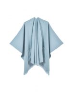 Whisper Soft – Poncho mit Taschen und Fransensaum in Blau