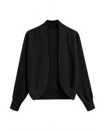 Minimalistischer Cardigan mit offener Vorderseite und geripptem Rand in Schwarz