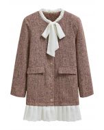 Minikleid aus Tweed mit kontrastierendem, gespleißtem Saum und Knopfleiste