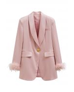 Blazer aus Satin mit Federmanschetten und Schalkragen