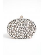 Glitzernde ovale Clutch mit Strasssteinen in Champagner